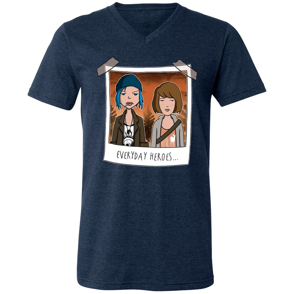 Unisex V-Neck T-Shirt - 153JYP8S - Heather Navy - 15