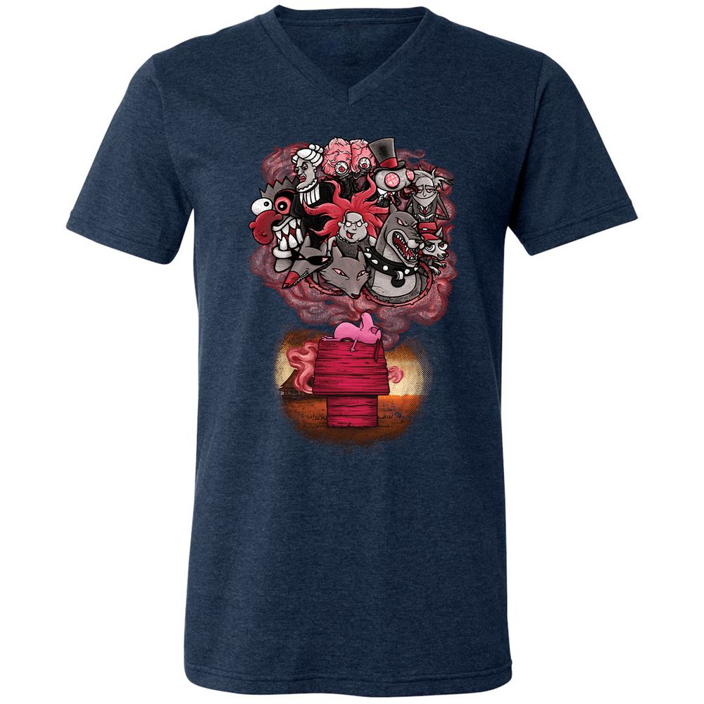 Unisex V-Neck T-Shirt - 7XVA3XHJ - Heather Navy - 15