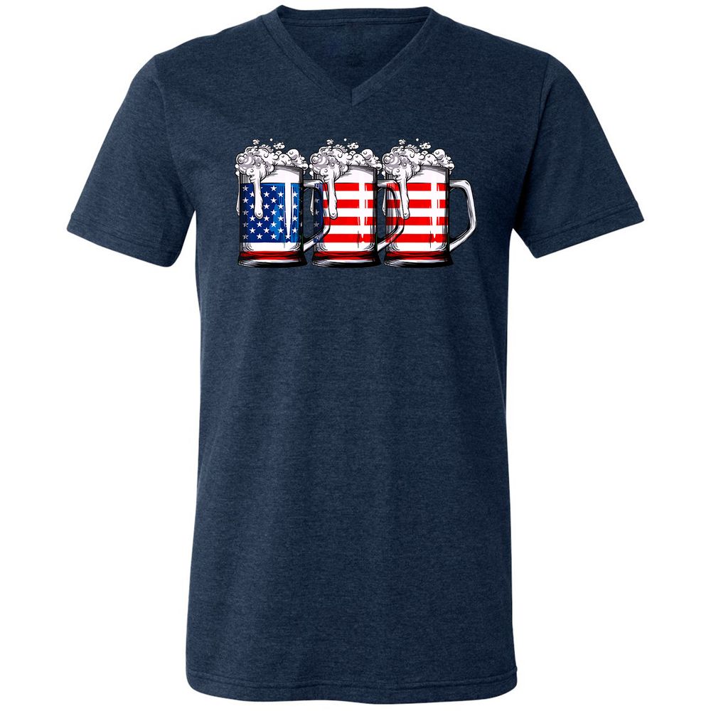 Unisex V-Neck T-Shirt - BJGR3HND - Heather Navy - 15