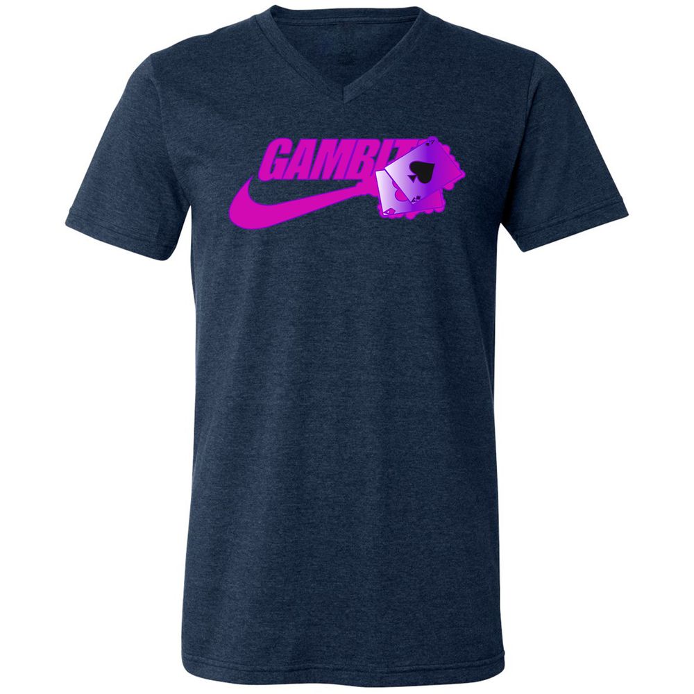 Unisex V-Neck T-Shirt - E6LRJHRW - Heather Navy - 15