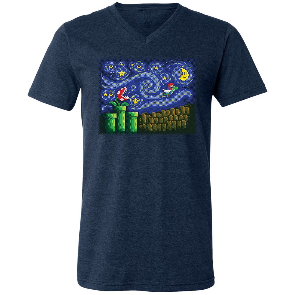 Unisex V-Neck T-Shirt - YNM6H4ZE - Heather Navy - 15