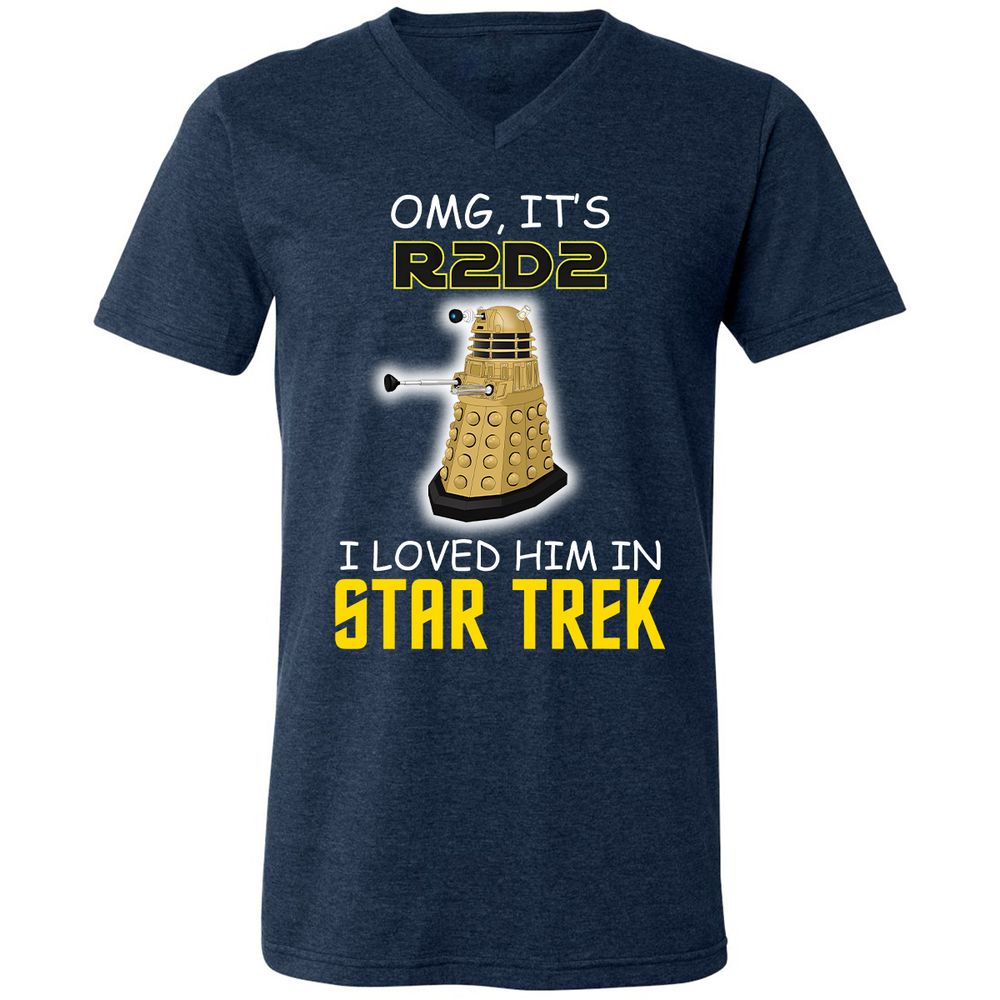 Unisex V-Neck T-Shirt - KNWNACST - Heather Navy - 15