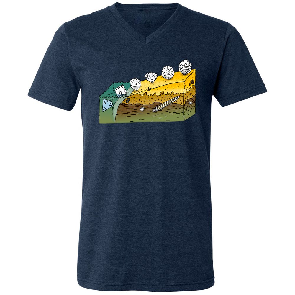 Unisex V-Neck T-Shirt - 4EH3C291 - Heather Navy - 15