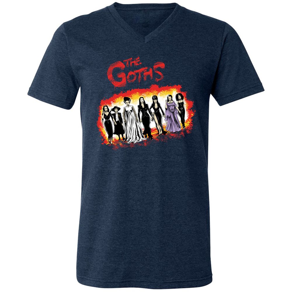 Unisex V-Neck T-Shirt - B7JH9KRL - Heather Navy - 15