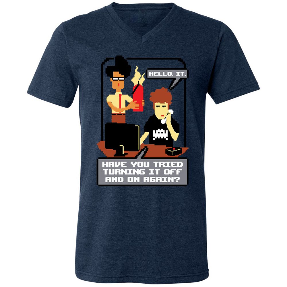 Unisex V-Neck T-Shirt - HNEUZ7PF - Heather Navy - 15