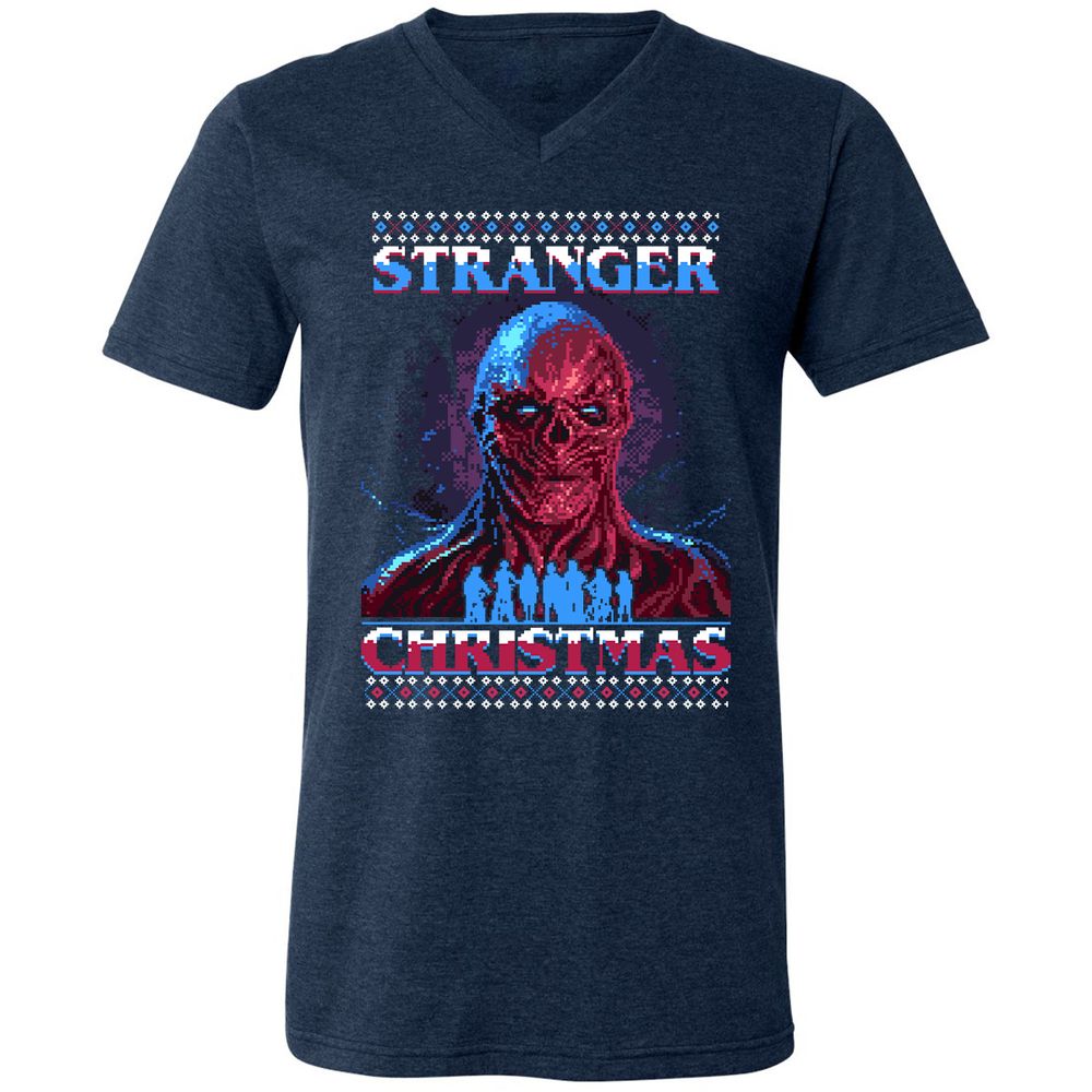 Unisex V-Neck T-Shirt - Y43QEJYS - Heather Navy - 15