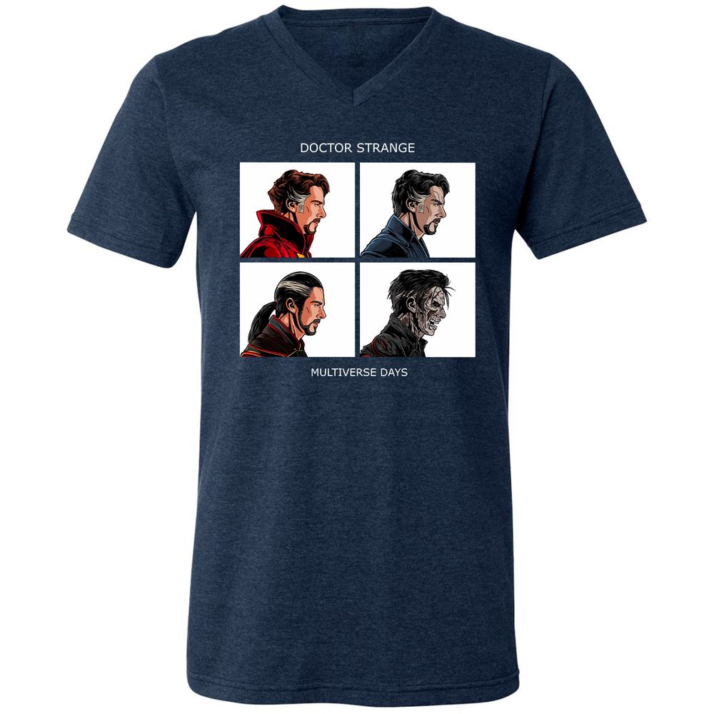 Unisex V-Neck T-Shirt - 87F8GCTJ - Heather Navy - 15