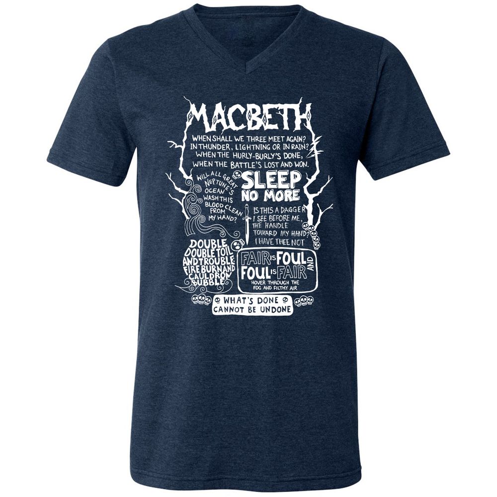 Unisex V-Neck T-Shirt - YE35DLUN - Heather Navy - 15