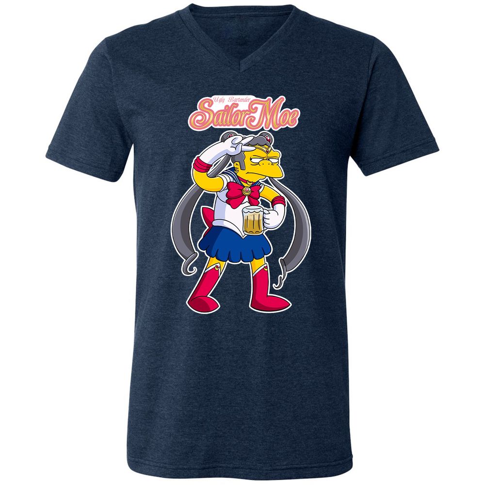 Unisex V-Neck T-Shirt - RP5NB6MK - Heather Navy - 15