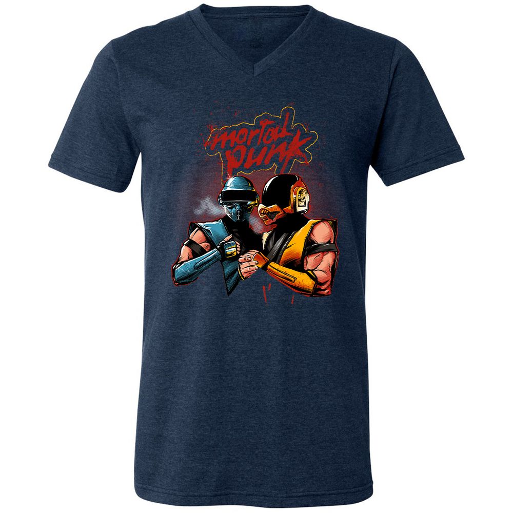 Unisex V-Neck T-Shirt - 4CFC43DX - Heather Navy - 15