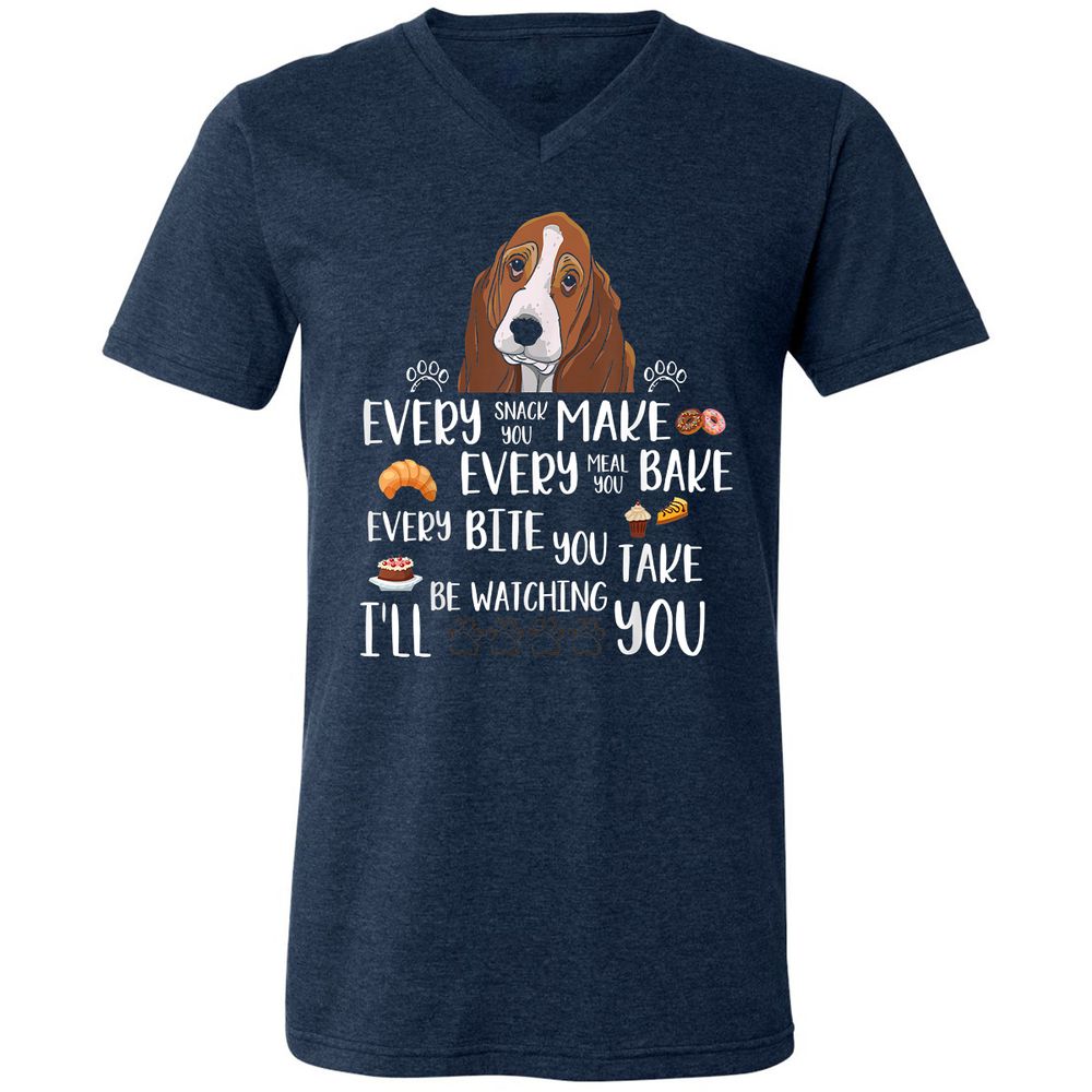 Unisex V-Neck T-Shirt - D66MJU5H - Heather Navy - 15