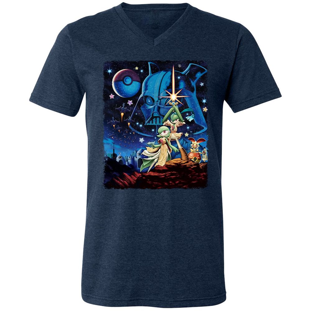 Unisex V-Neck T-Shirt - 72AAMFNZ - Heather Navy - 15