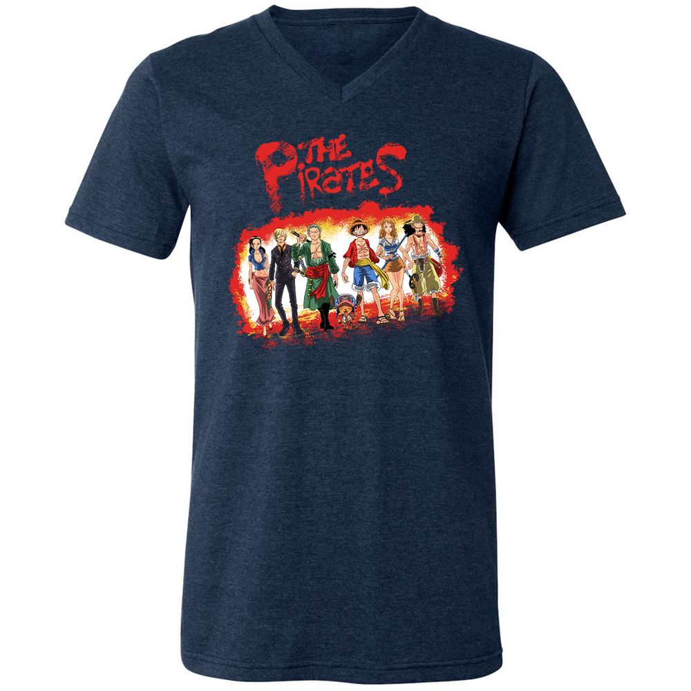 Unisex V-Neck T-Shirt - 9A2C7QK4 - Heather Navy - 15
