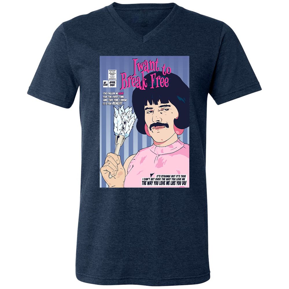 Unisex V-Neck T-Shirt - GGVQ9WXT - Heather Navy - 15