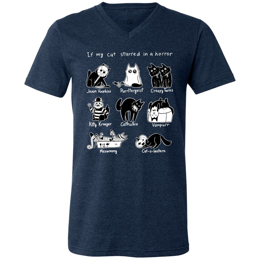 Unisex V-Neck T-Shirt - U3TK7NA8 - Heather Navy - 15