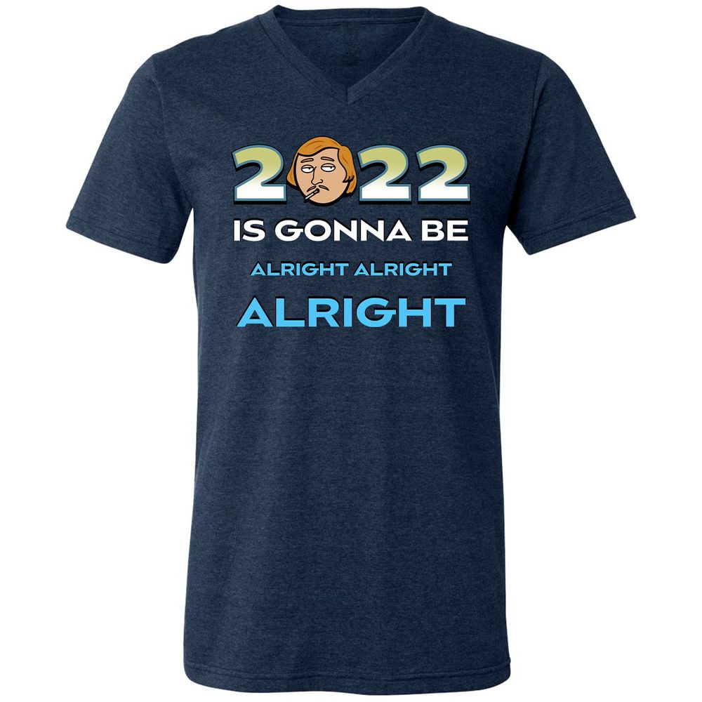 Unisex V-Neck T-Shirt - B6TH4GFD - Heather Navy - 15