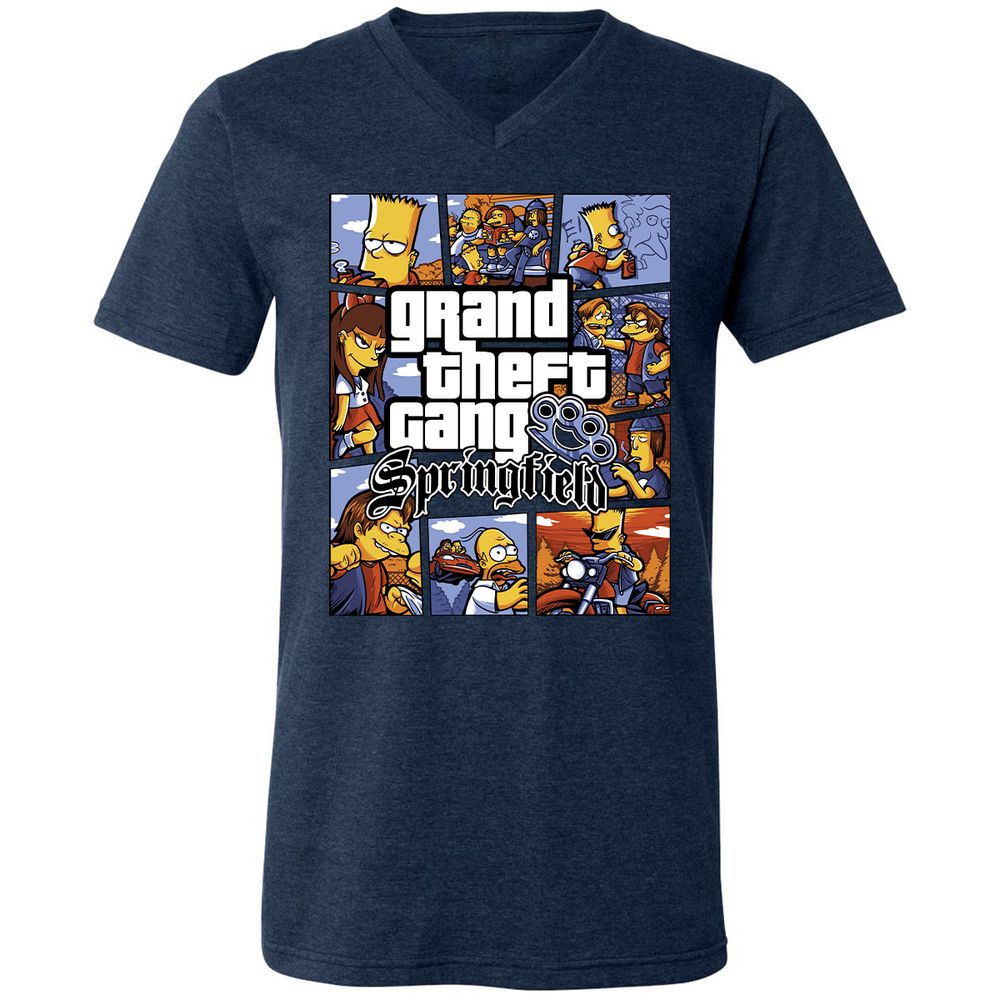 Unisex V-Neck T-Shirt - 3RN1RZFQ - Heather Navy - 15