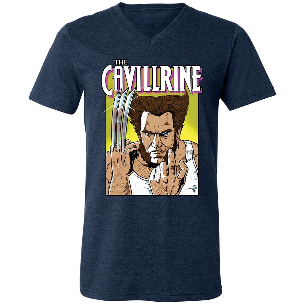 Unisex V-Neck T-Shirt - PUMNFWYX - Heather Navy - 15