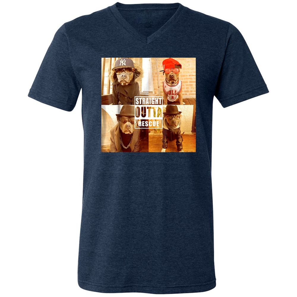 Unisex V-Neck T-Shirt - PYQ6PKWF - Heather Navy - 15