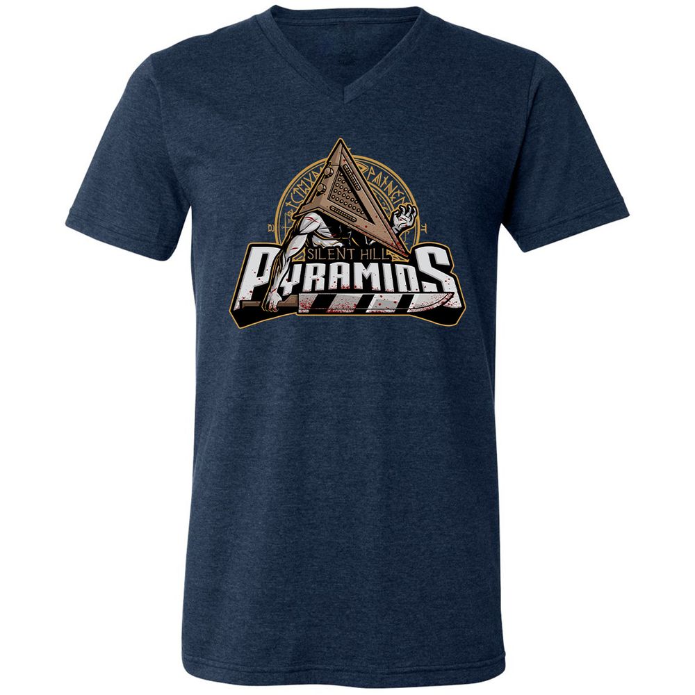 Unisex V-Neck T-Shirt - YXBG6ET9 - Heather Navy - 15