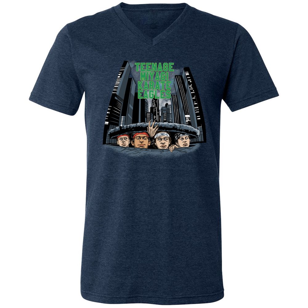 Unisex V-Neck T-Shirt - 5XU6JFTM - Heather Navy - 15