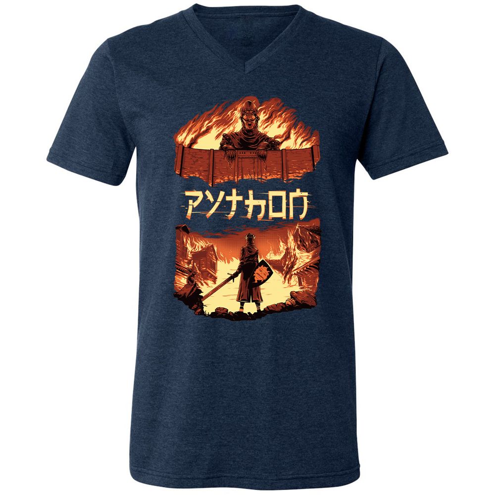 Unisex V-Neck T-Shirt - TAA8EYKU - Heather Navy - 15