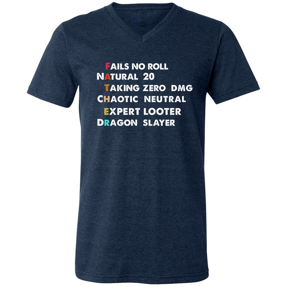 Unisex V-Neck T-Shirt - NH4F74H6 - Heather Navy - 15