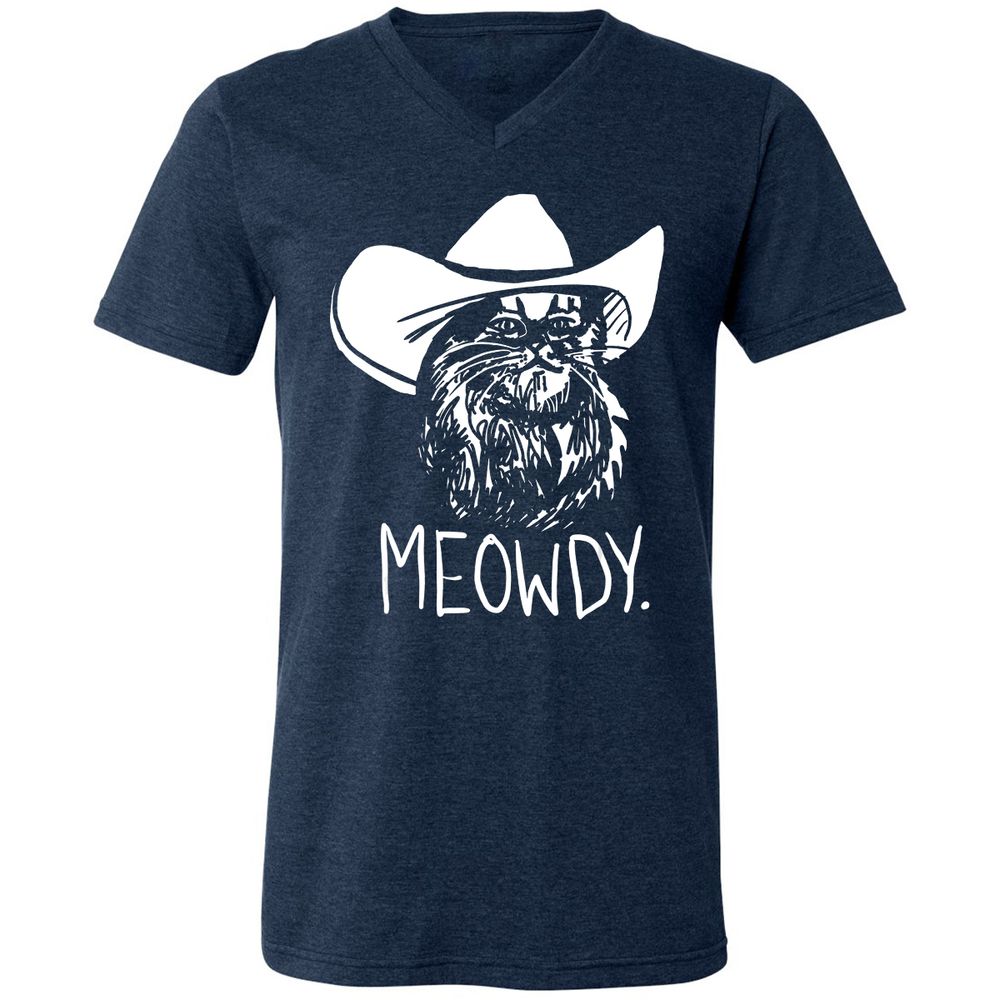 Unisex V-Neck T-Shirt - T9XRHC85 - Heather Navy - 15