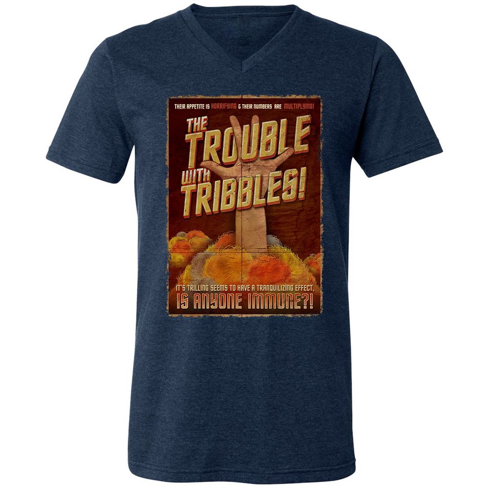 Unisex V-Neck T-Shirt - H4ASSJP4 - Heather Navy - 15