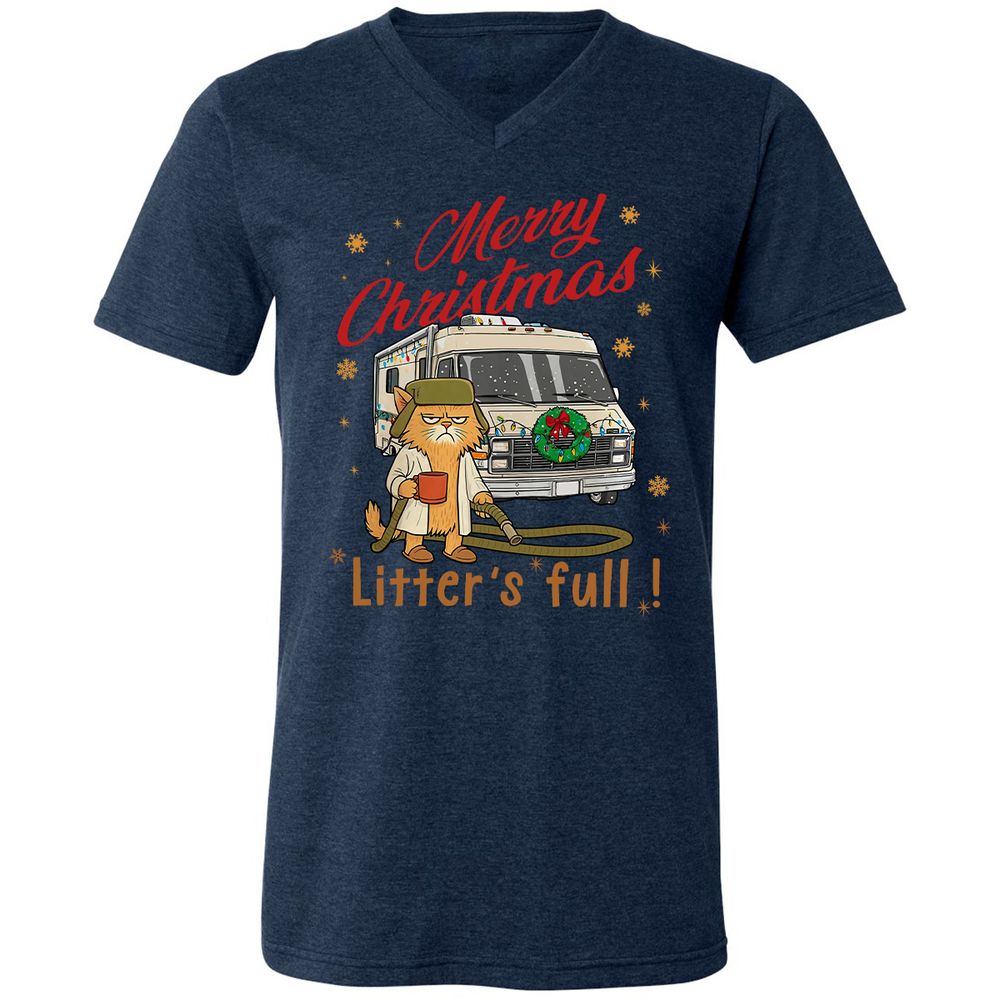 Unisex V-Neck T-Shirt - Z4LXAFQY - Heather Navy - 15