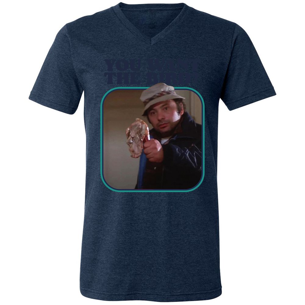 Unisex V-Neck T-Shirt - Q6R4GD3Q - Heather Navy - 15