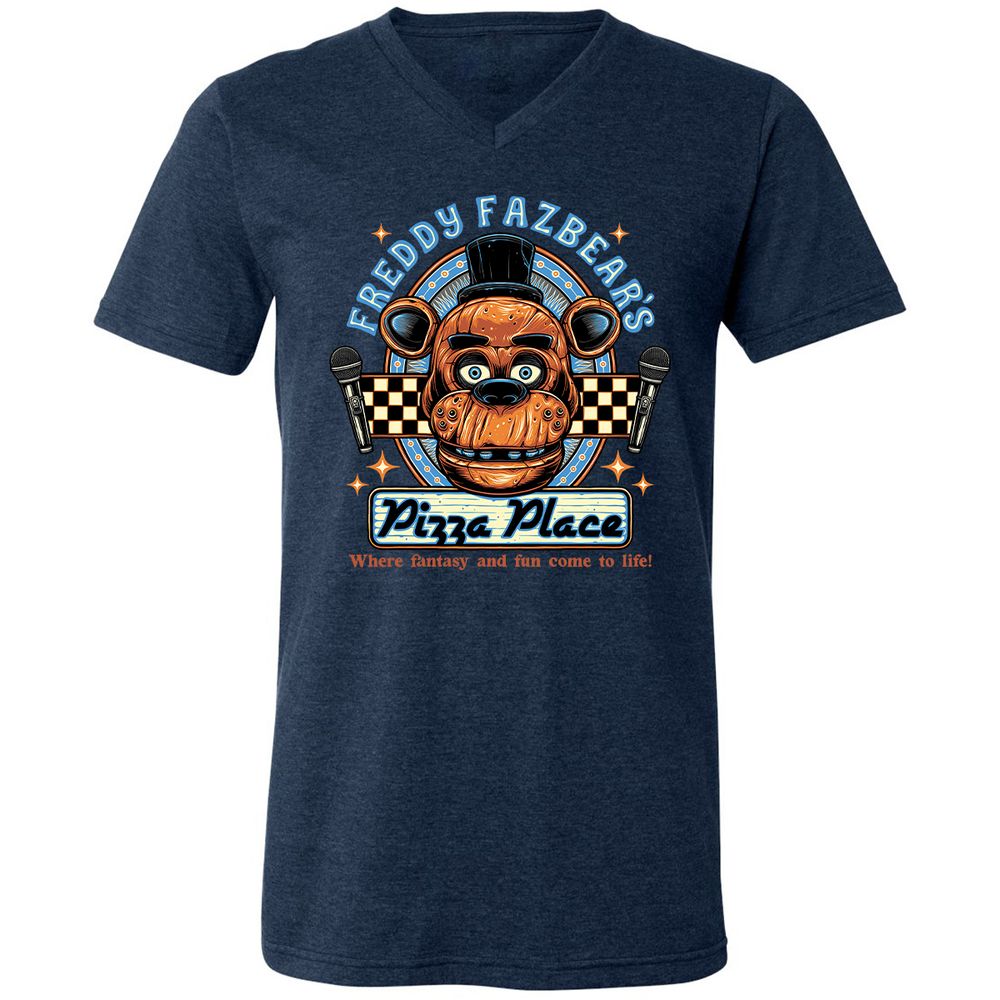 Unisex V-Neck T-Shirt - TBH9T4WC - Heather Navy - 15