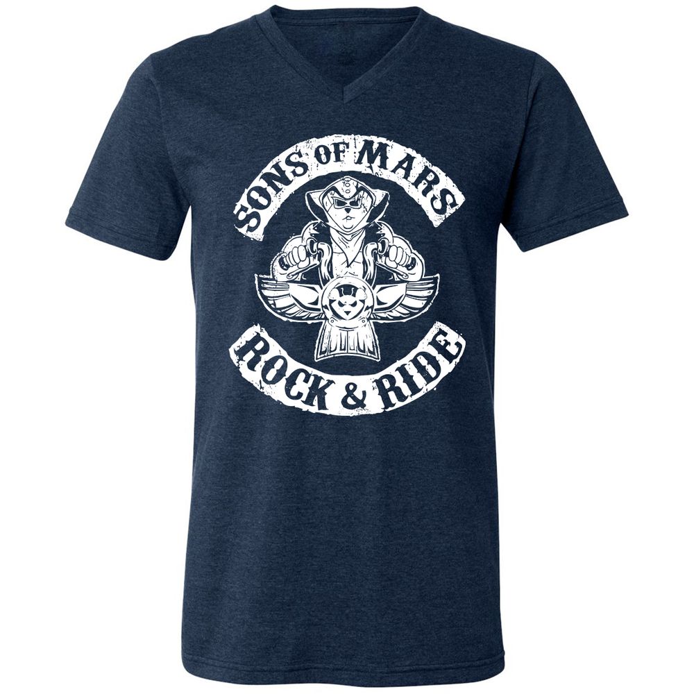 Unisex V-Neck T-Shirt - ZUHNMGB4 - Heather Navy - 15