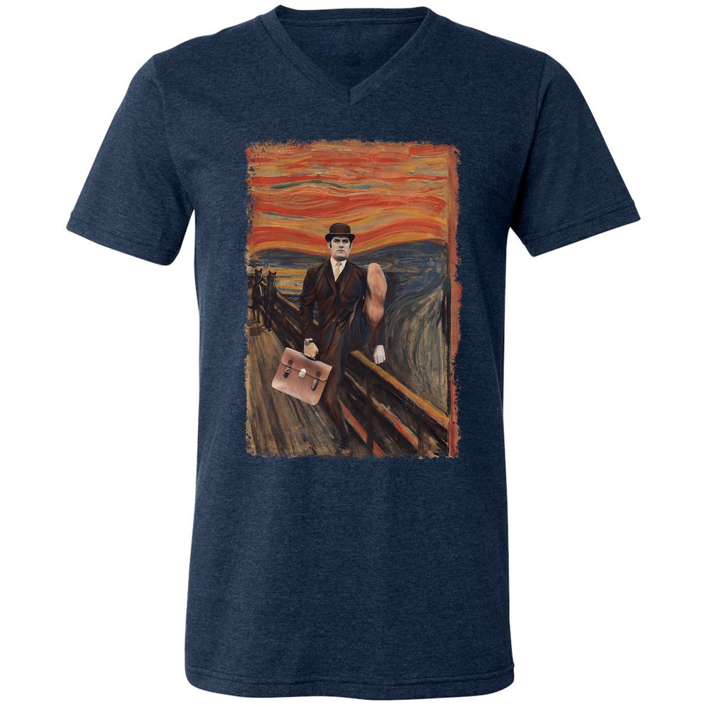 Unisex V-Neck T-Shirt - HGMBPL17 - Heather Navy - 15