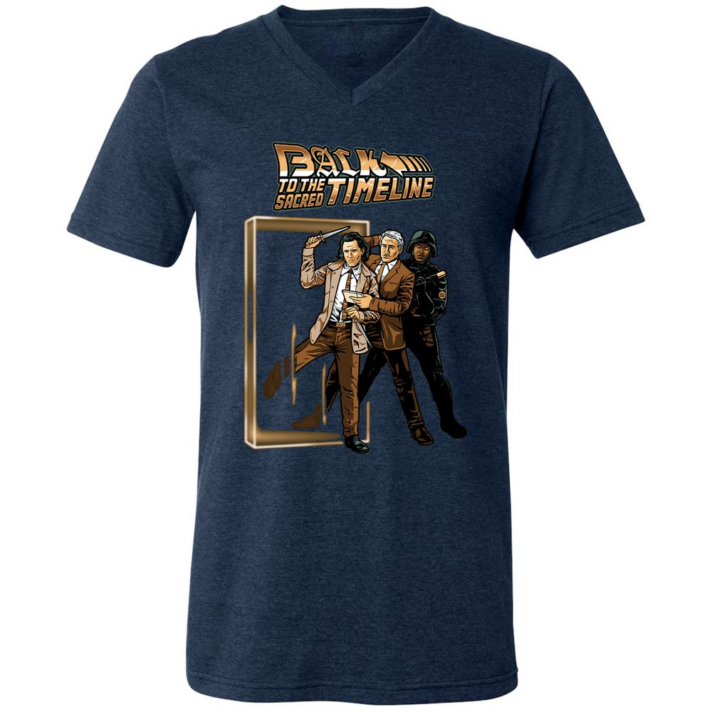 Unisex V-Neck T-Shirt - KJY83S2Q - Heather Navy - 15