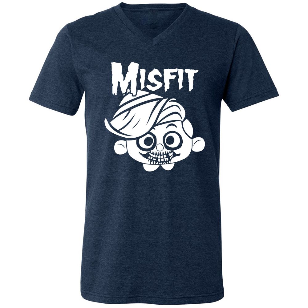 Unisex V-Neck T-Shirt - C7N4TVS4 - Heather Navy - 15