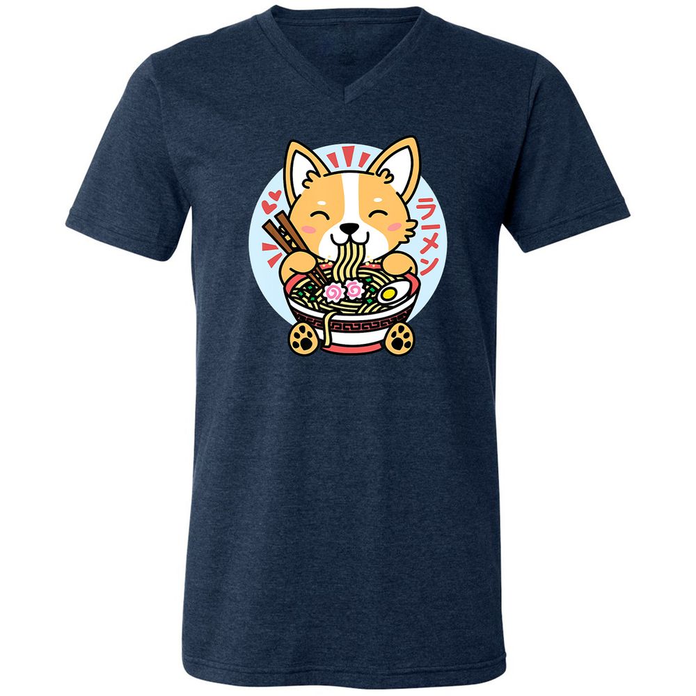 Unisex V-Neck T-Shirt - 6H2FKG3E - Heather Navy - 15