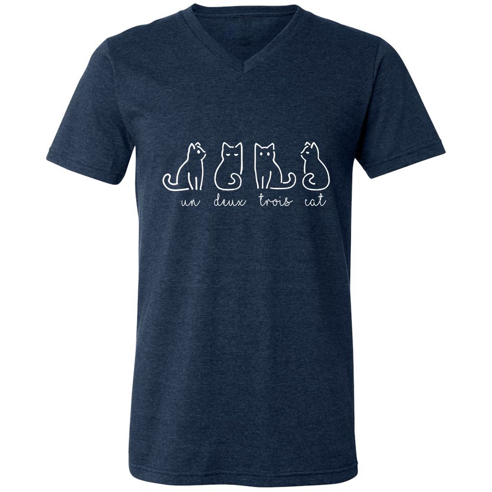 Unisex V-Neck T-Shirt - NEKCJM8H - Heather Navy - 15