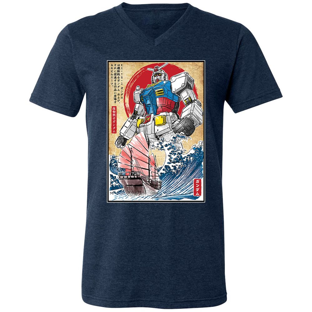 Unisex V-Neck T-Shirt - TCSQ2H63 - Heather Navy - 15