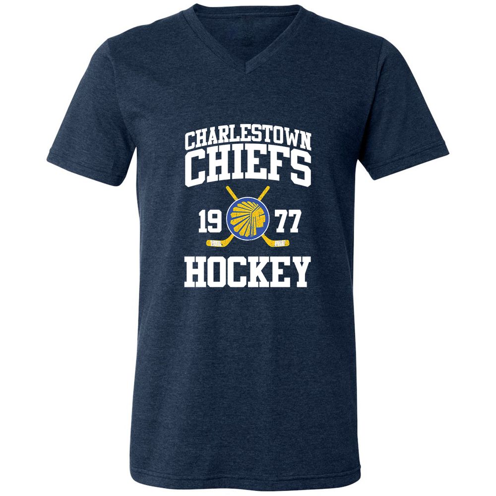 Unisex V-Neck T-Shirt - 2YQDBTJY - Heather Navy - 15
