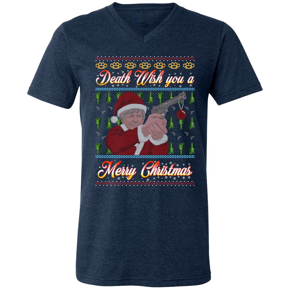 Unisex V-Neck T-Shirt - FZVM2GH4 - Heather Navy - 15