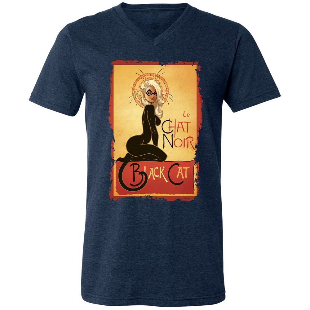 Unisex V-Neck T-Shirt - NPJT5W6F - Heather Navy - 15