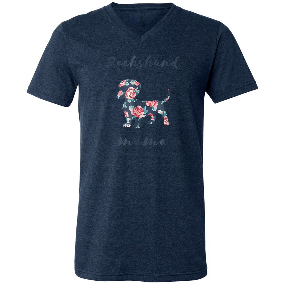 Unisex V-Neck T-Shirt - 9GVVSUQJ - Heather Navy - 15