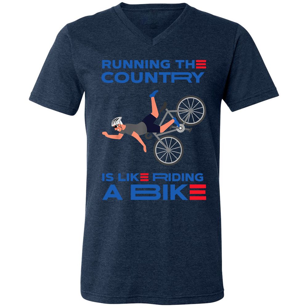 Unisex V-Neck T-Shirt - JG7MF79D - Heather Navy - 15