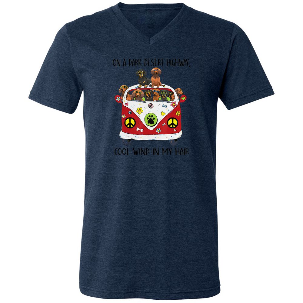 Unisex V-Neck T-Shirt - LYMCD3KC - Heather Navy - 15