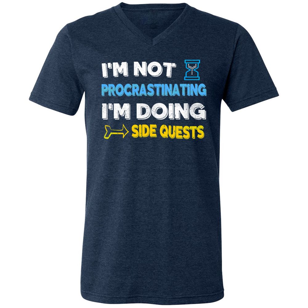 Unisex V-Neck T-Shirt - 7M3E573W - Heather Navy - 15
