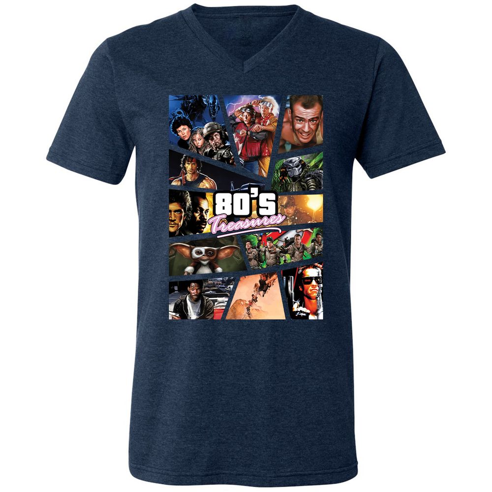 Unisex V-Neck T-Shirt - WQKB9N55 - Heather Navy - 15