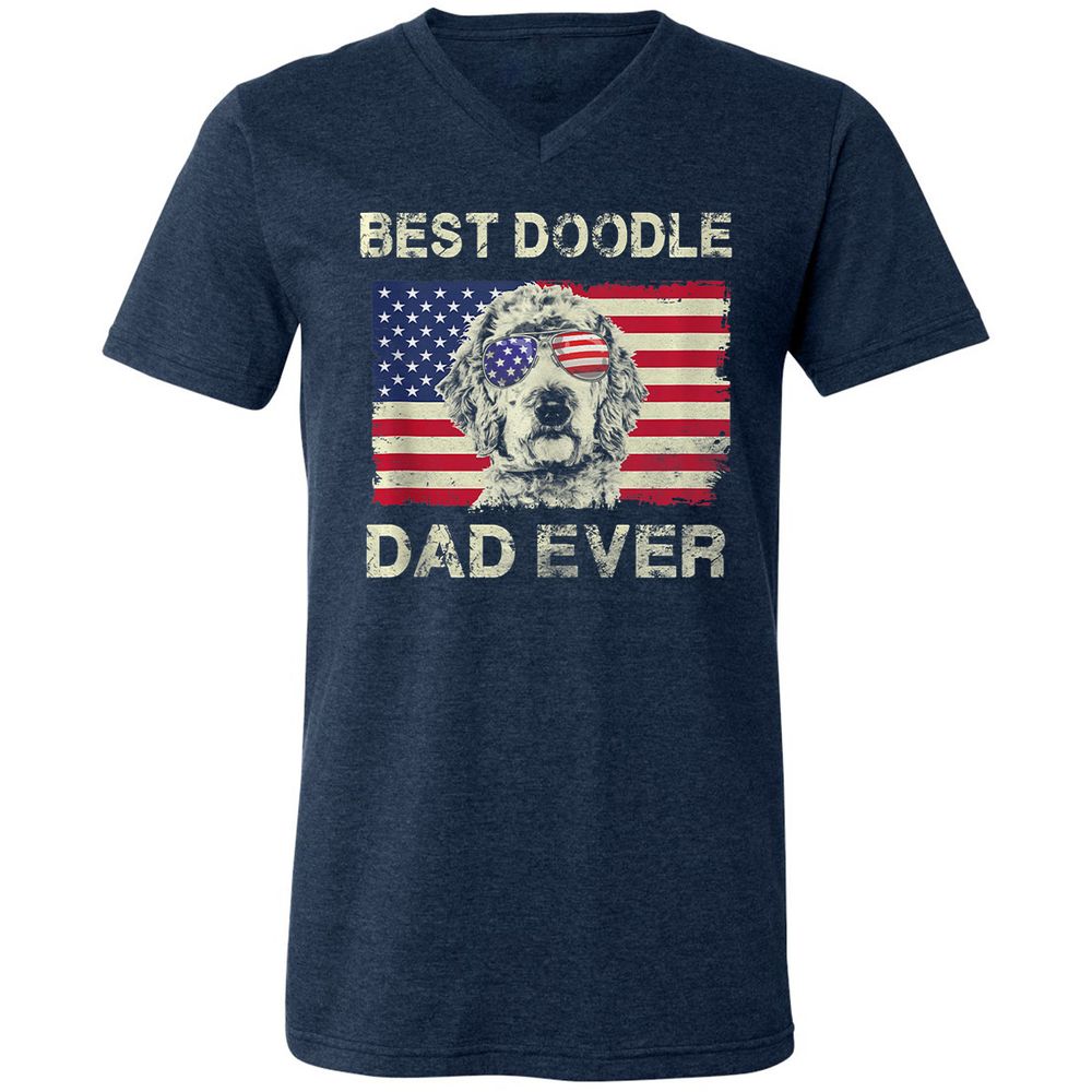 Unisex V-Neck T-Shirt - 8A1CEXNE - Heather Navy - 15