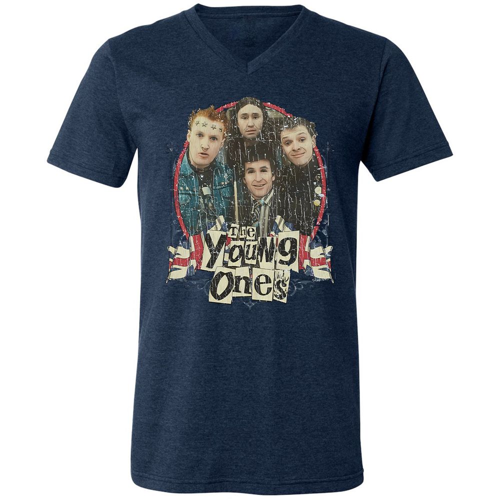 Unisex V-Neck T-Shirt - FBQXRT5H - Heather Navy - 15