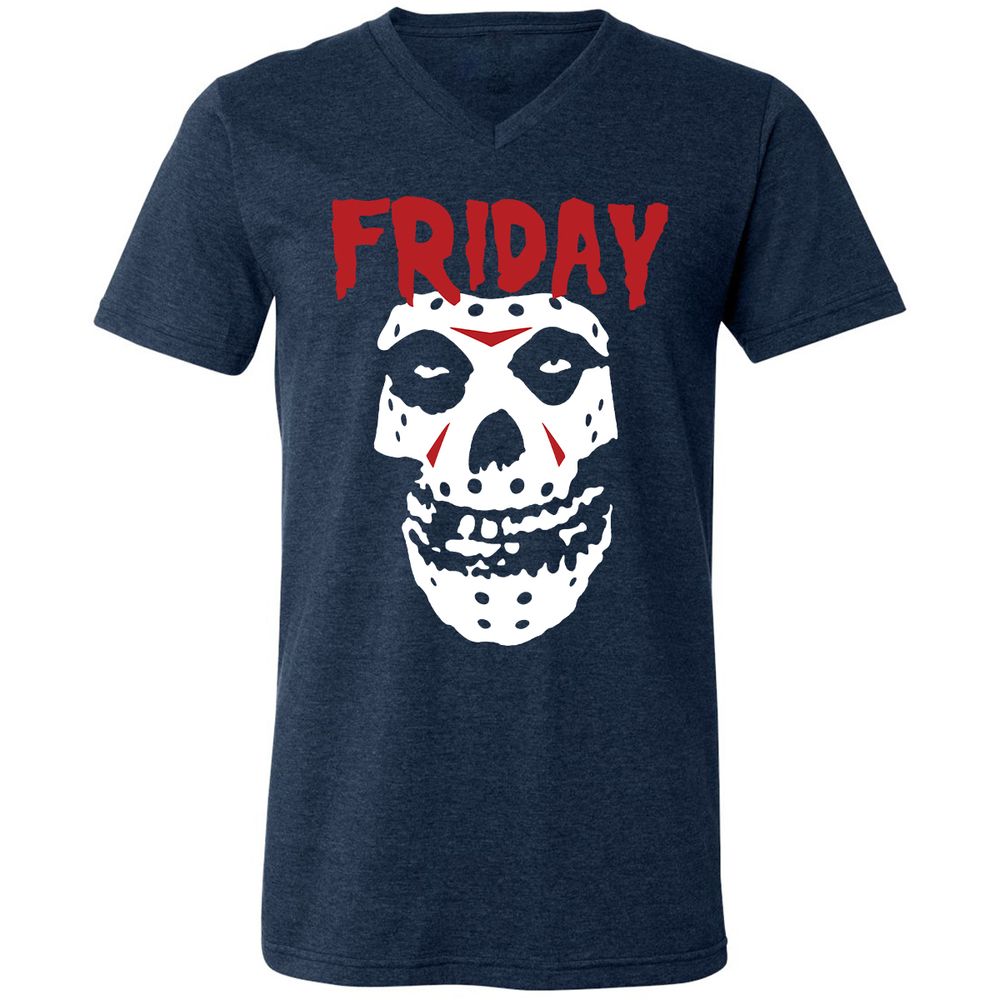 Unisex V-Neck T-Shirt - S3WWMLUY - Heather Navy - 15